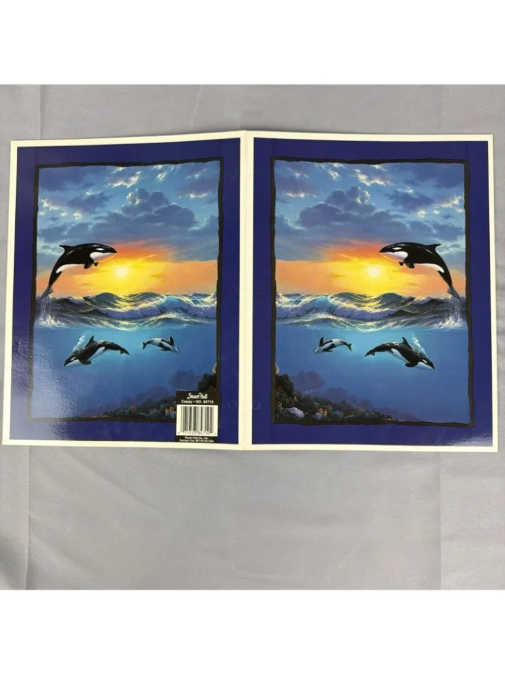 Vintage 90s Orca Killer Whale in Ocean ART IMPRESSIONS 3 Hole Pocket Folder NEW